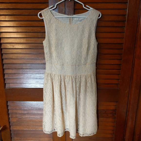 LOFT Dresses & Skirts - LOFT Peach Lace Dress with Metallic